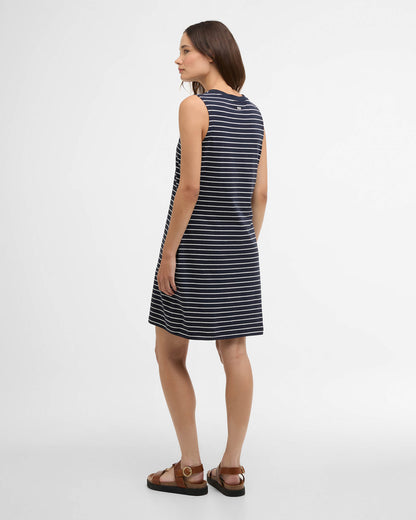 Barbour Hartland Womens Mini Dress - Navy/Cloud Stripe | CHO | Designer Womens Mini Dresses