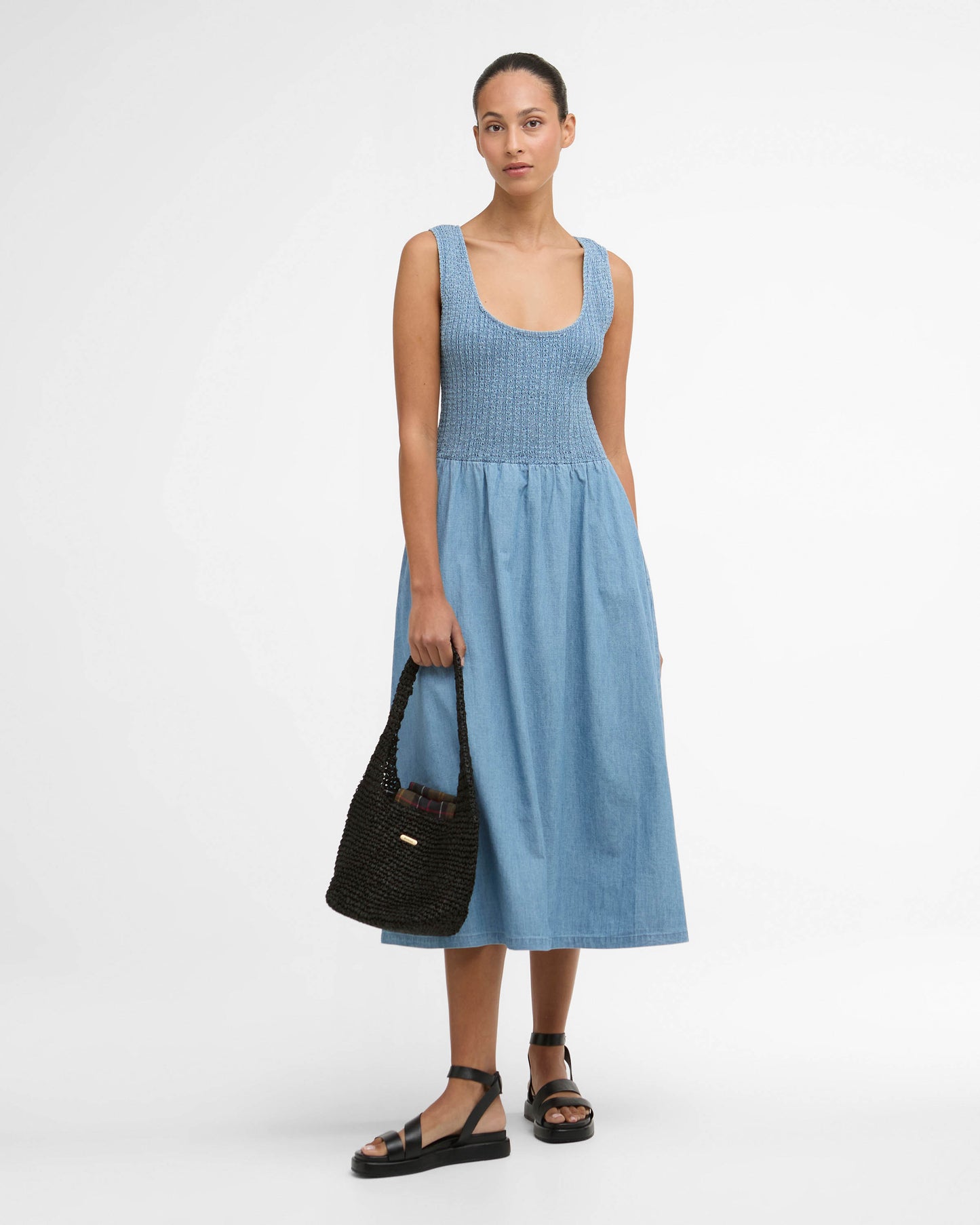 Barbour Josie Womens Midi Dress - Chambray | CHO | Designer Womens Midi Dresses