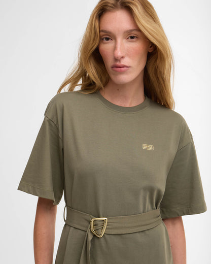 Barbour International Uma Womens Mini Dress - Dusky Khaki | CHO | Designer Womens Mini Dresses