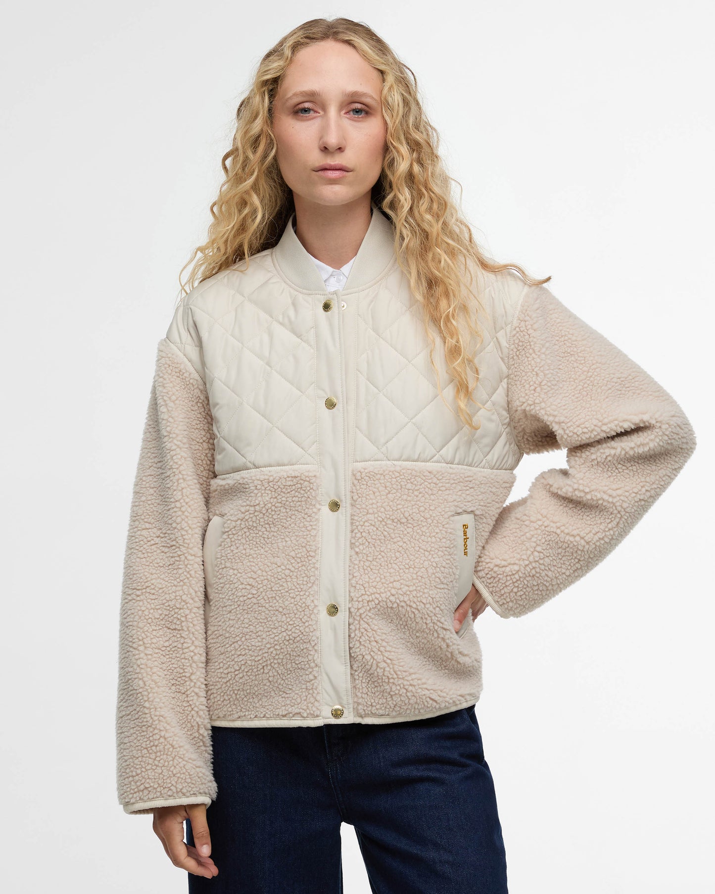 Barbour Wetherby Womens Fleece - Oatmeal/Silver Cloud