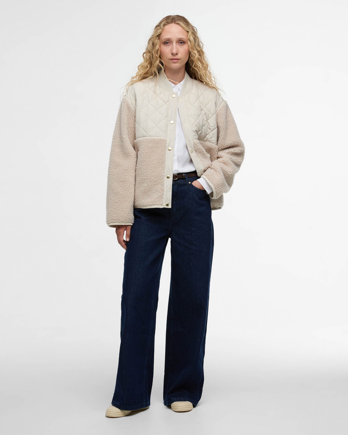 Barbour Wetherby Womens Fleece - Oatmeal/Silver Cloud