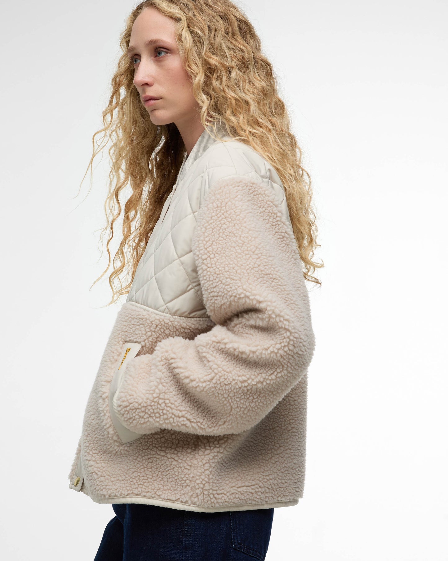 Barbour Wetherby Womens Fleece - Oatmeal/Silver Cloud