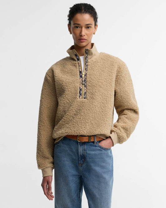 Barbour Fawne Womens 1/4 Zip Fleece - Warm Trench, front.