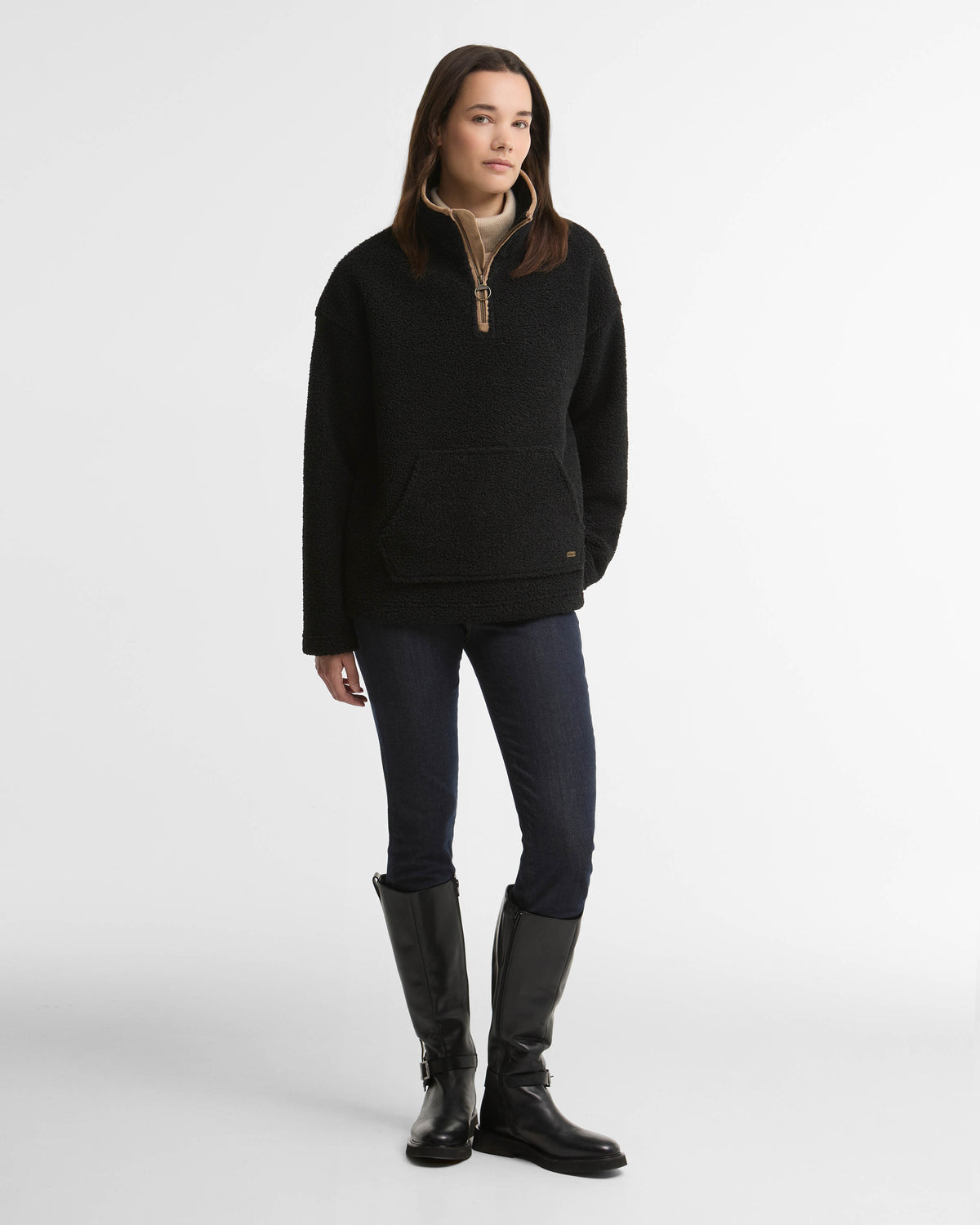 Barbour Bamburgh Womens 1/4 Zip Fleece - Black | CHO | Designer Womens Fleece Jackets