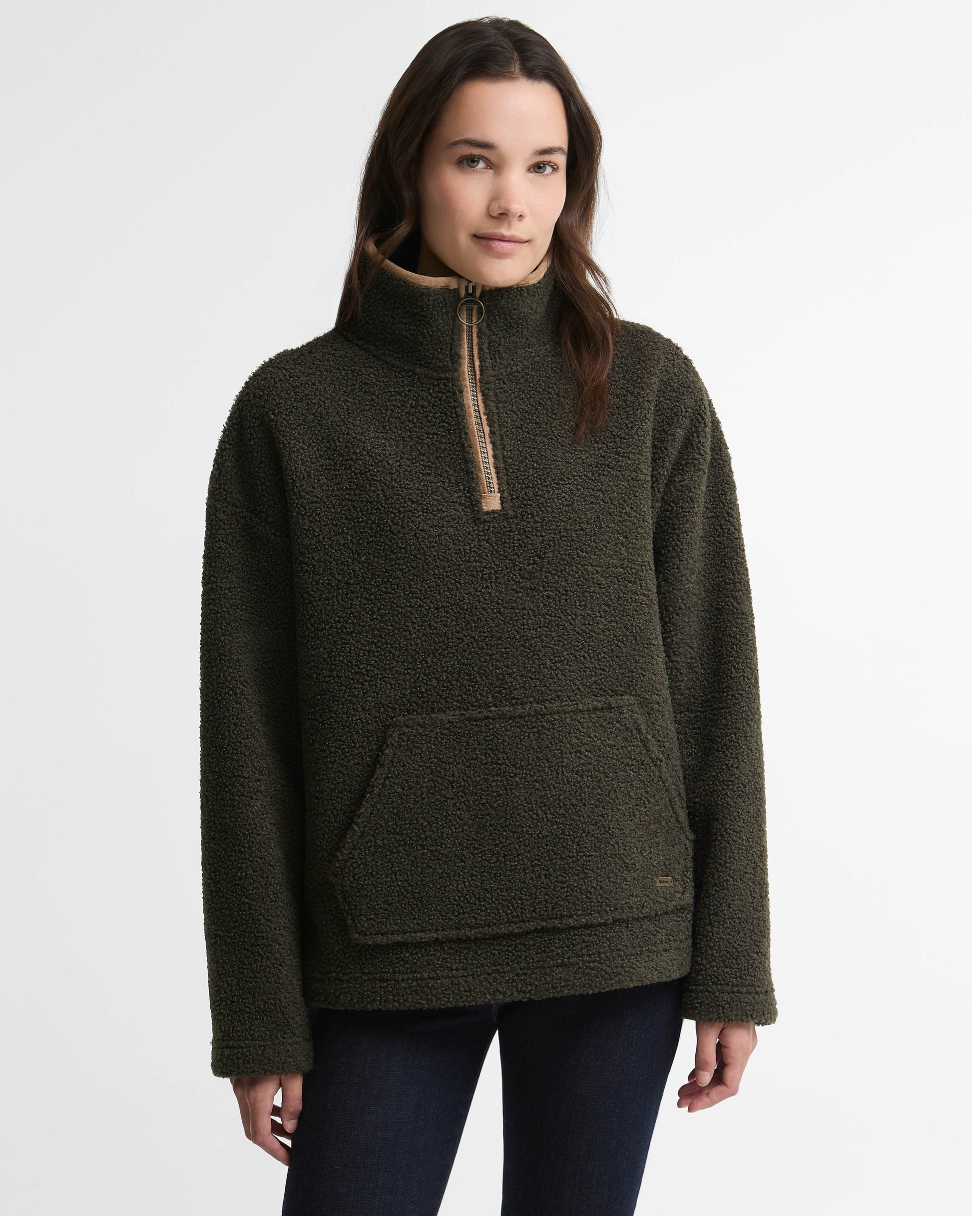 Barbour Bamburgh Womens 1/4 Zip Fleece - Olive | CHO | Designer Womens Fleece Jackets