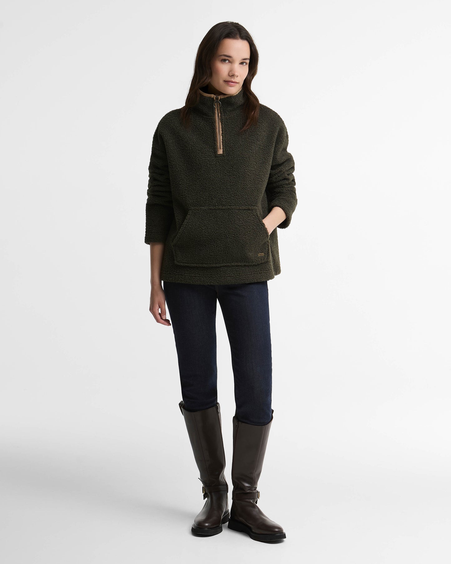 Barbour Bamburgh Womens 1/4 Zip Fleece - Olive | CHO | Designer Womens Fleece Jackets