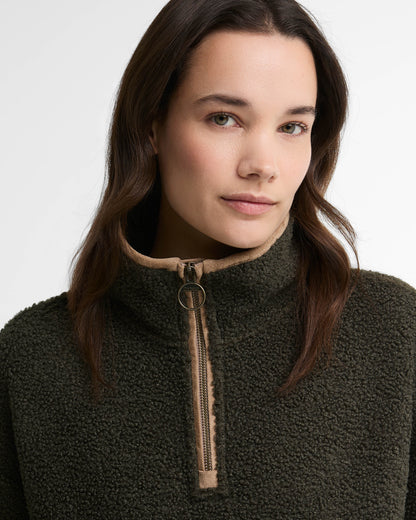 Barbour Bamburgh Womens 1/4 Zip Fleece - Olive | CHO | Designer Womens Fleece Jackets