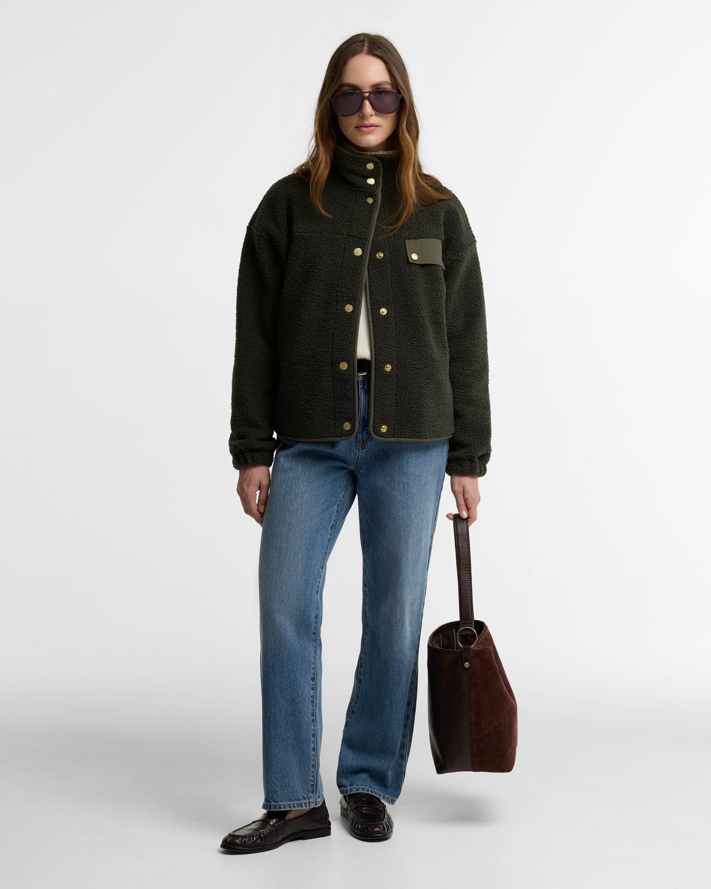 Barbour Mabel Womens Button Up Fleece - Olive | CHO | Designer Womens Fleece Jackets