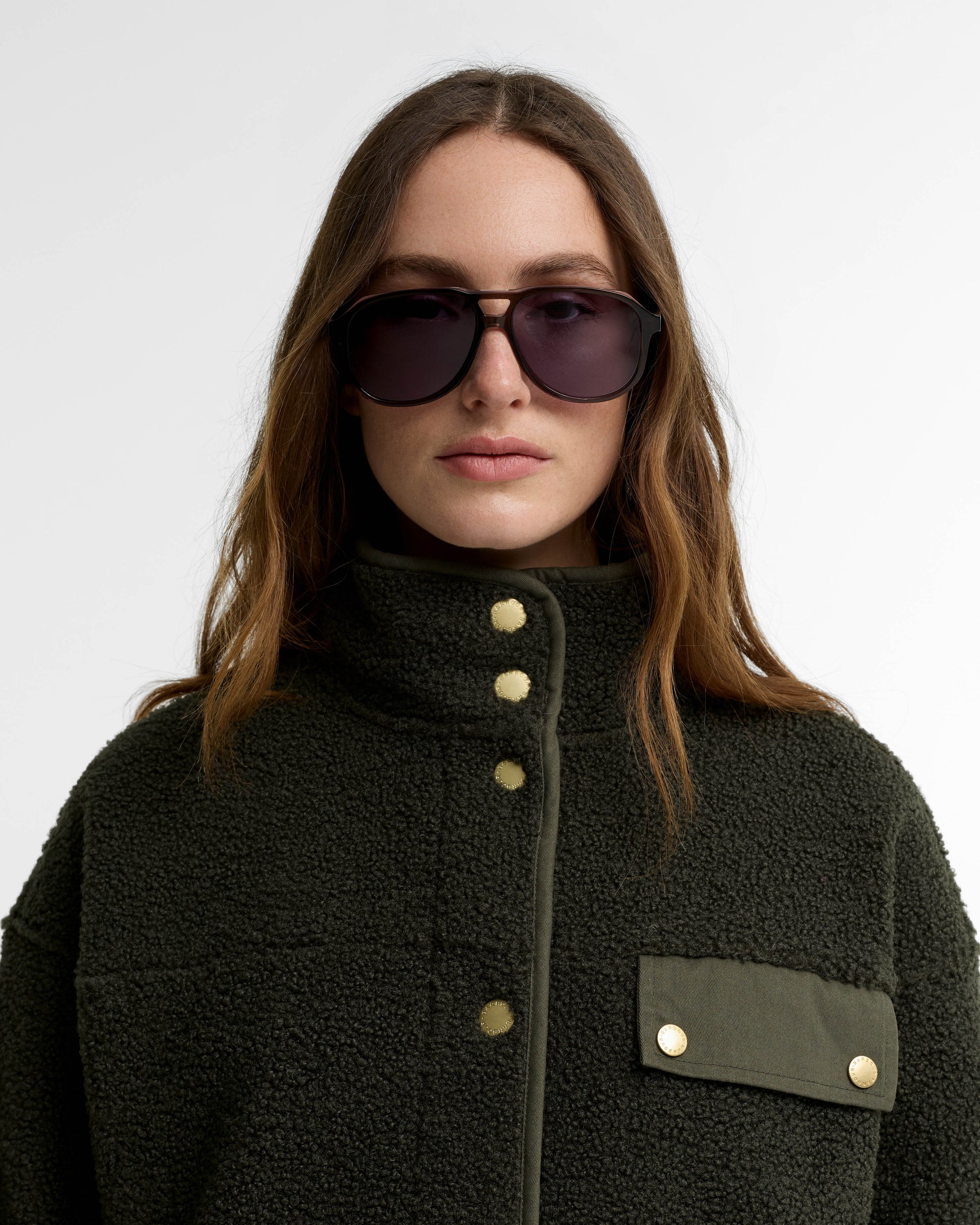 Barbour Mabel Womens Button Up Fleece - Olive | CHO | Designer Womens Fleece Jackets