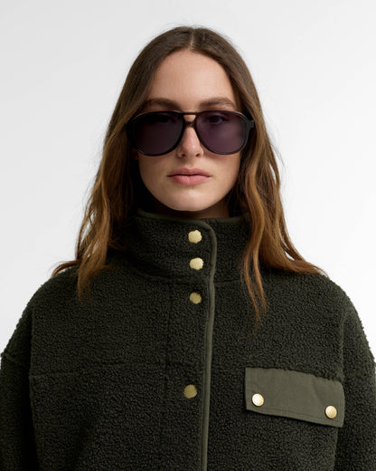 Barbour Mabel Womens Button Up Fleece - Olive | CHO | Designer Womens Fleece Jackets