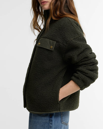 Barbour Mabel Womens Button Up Fleece - Olive | CHO | Designer Womens Fleece Jackets
