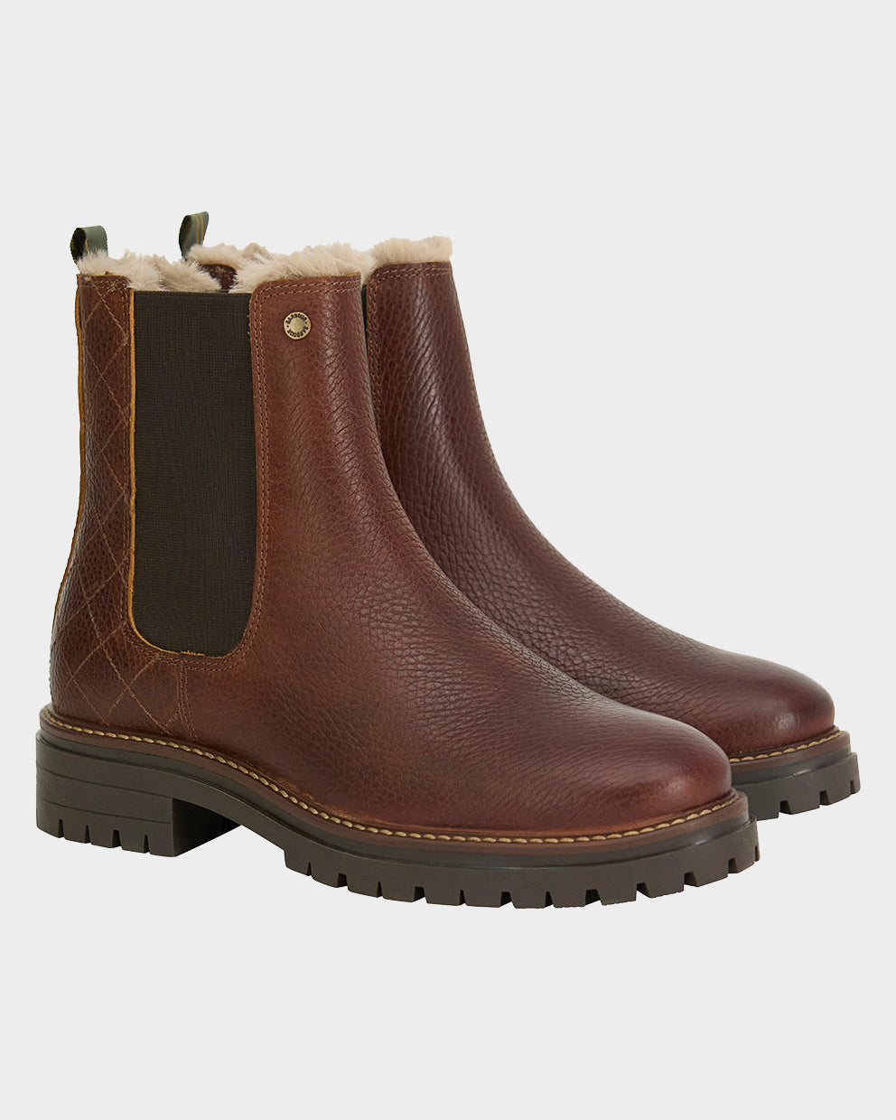 Barbour Evie Womens Faux Fur Chelsea Boot - Brown | CHO | Designer Womens Chelsea Boots