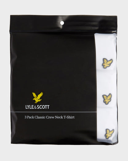 Lyle & Scott Mens Basic 3 Pack T-Shirts - 626 White | CHO | Designer Mens Short Sleeve T-Shirts & Tops
