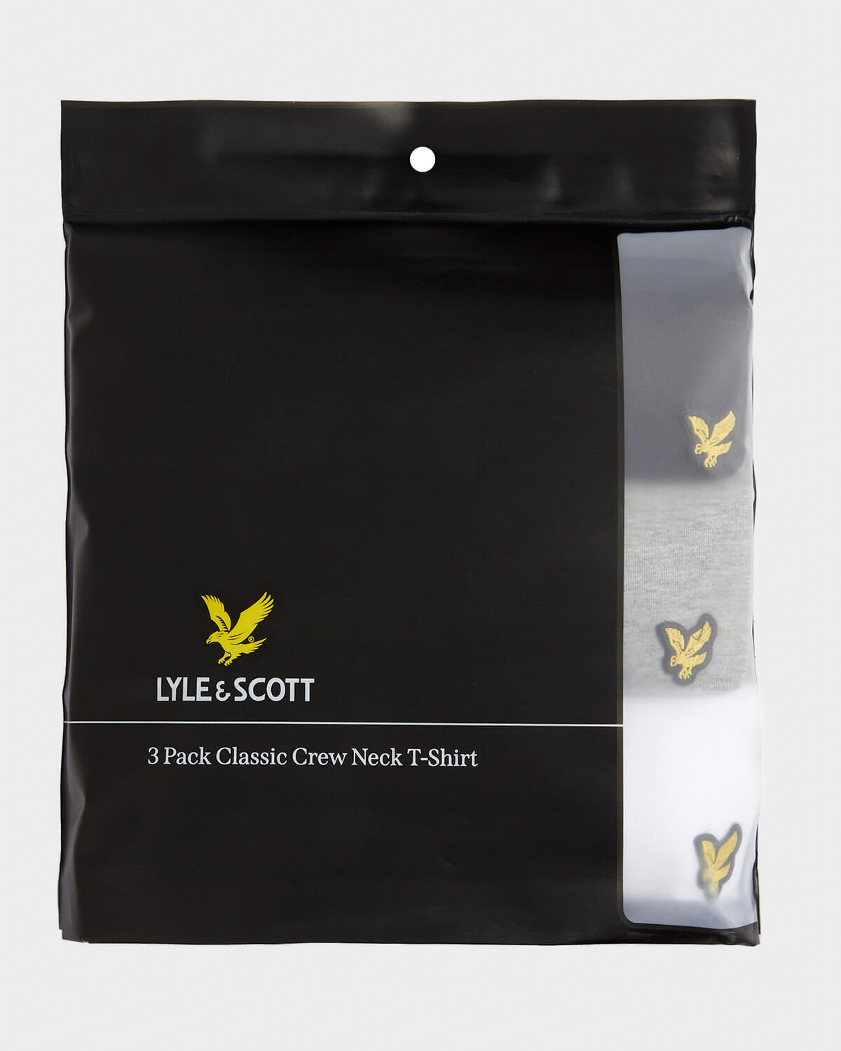 Lyle & Scott Mens Basic 3 Pack T-shirt - X044 Jet Black/Mid Grey Marl/White