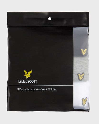 Lyle & Scott Mens Basic 3 Pack T-shirt - X044 Jet Black/Mid Grey Marl/White