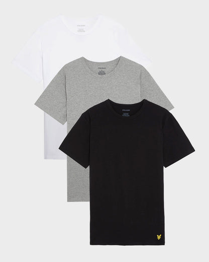 Lyle & Scott Mens Basic 3 Pack T-shirt - X044 Jet Black/Mid Grey Marl/White