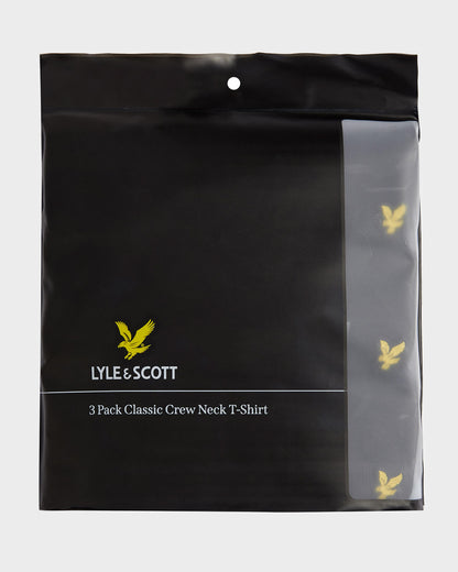 Lyle & Scott Mens Basic 3 Pack T-shirt - Z865 Jet Black | CHO | Designer Mens Short Sleeve T-Shirts & Tops