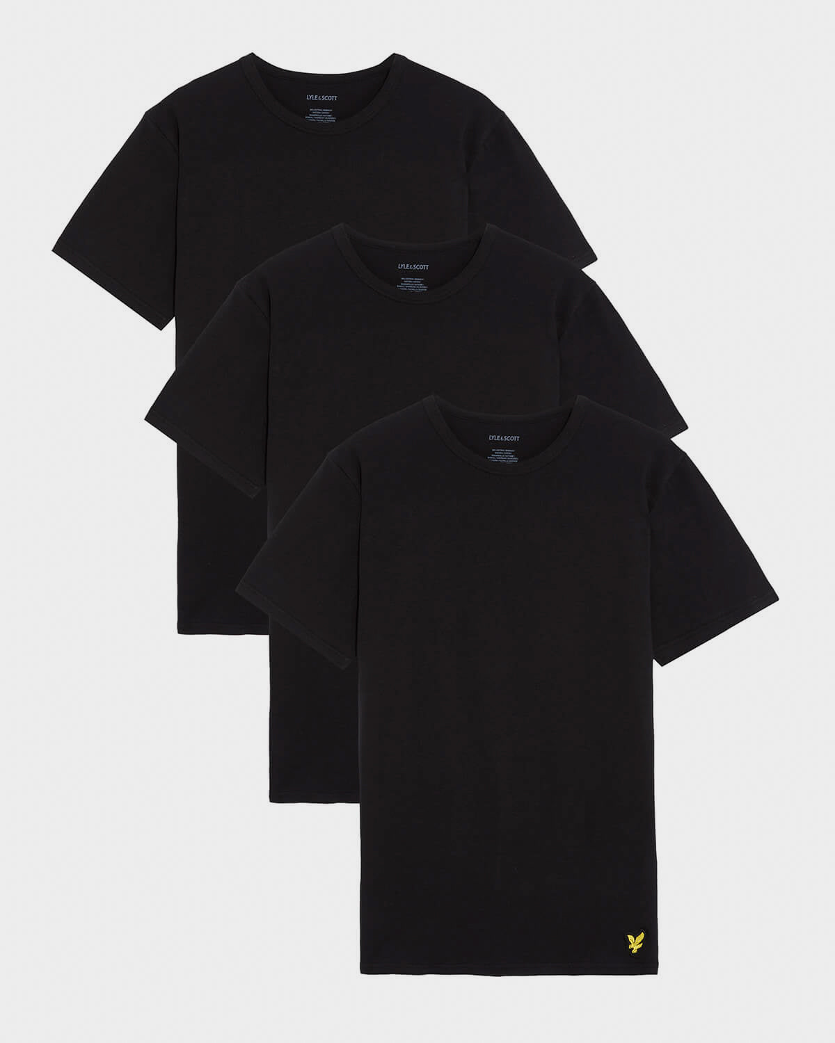 Lyle & Scott Mens Basic 3 Pack T-shirt - Z865 Jet Black | CHO | Designer Mens Short Sleeve T-Shirts & Tops