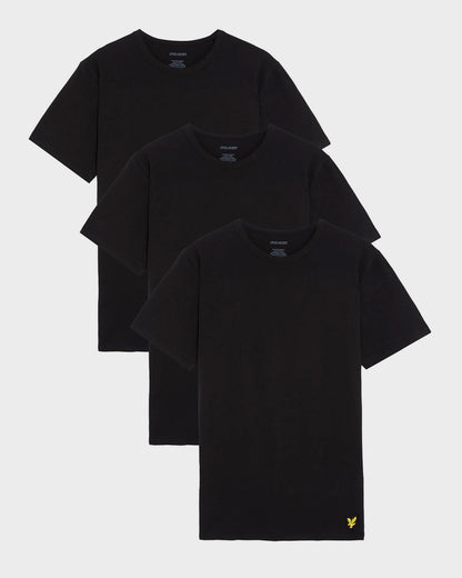 Lyle & Scott Mens Basic 3 Pack T-shirt - Z865 Jet Black | CHO | Designer Mens Short Sleeve T-Shirts & Tops