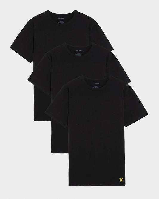 Lyle & Scott Mens Basic 3 Pack T-shirt - Z865 Jet Black | CHO | Designer Mens Short Sleeve T-Shirts & Tops