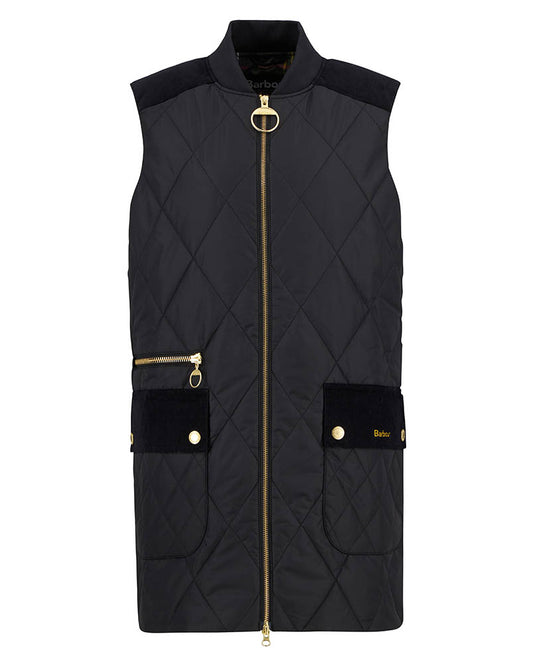 Barbour Lydia Womens Diamond Quilt Gilet - Black/Classic Tartan