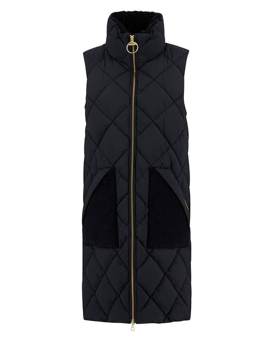 Barbour Bernice Womens Puffer Gilet - Black/Classic Tartan