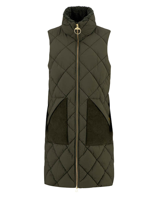 Barbour Bernice Womens Puffer Gilet - Olive/Ancient Tartan