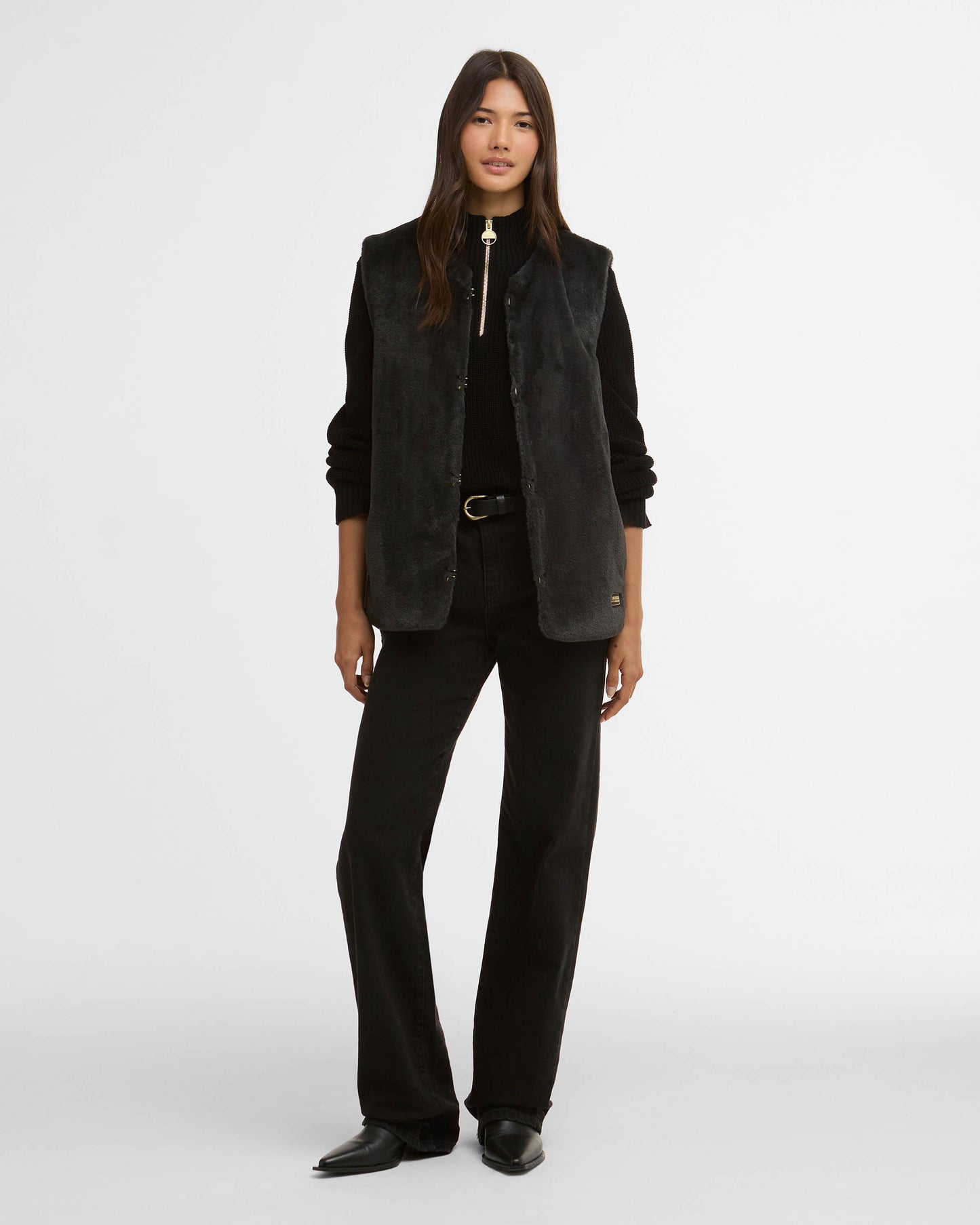 Barbour International Milan Womens Fur Gilet - Black