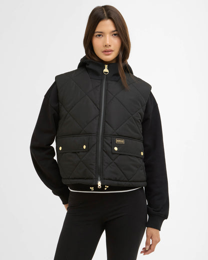 Barbour International Nia Womens Gilet - Black | CHO | Designer Womens Padded Gilets
