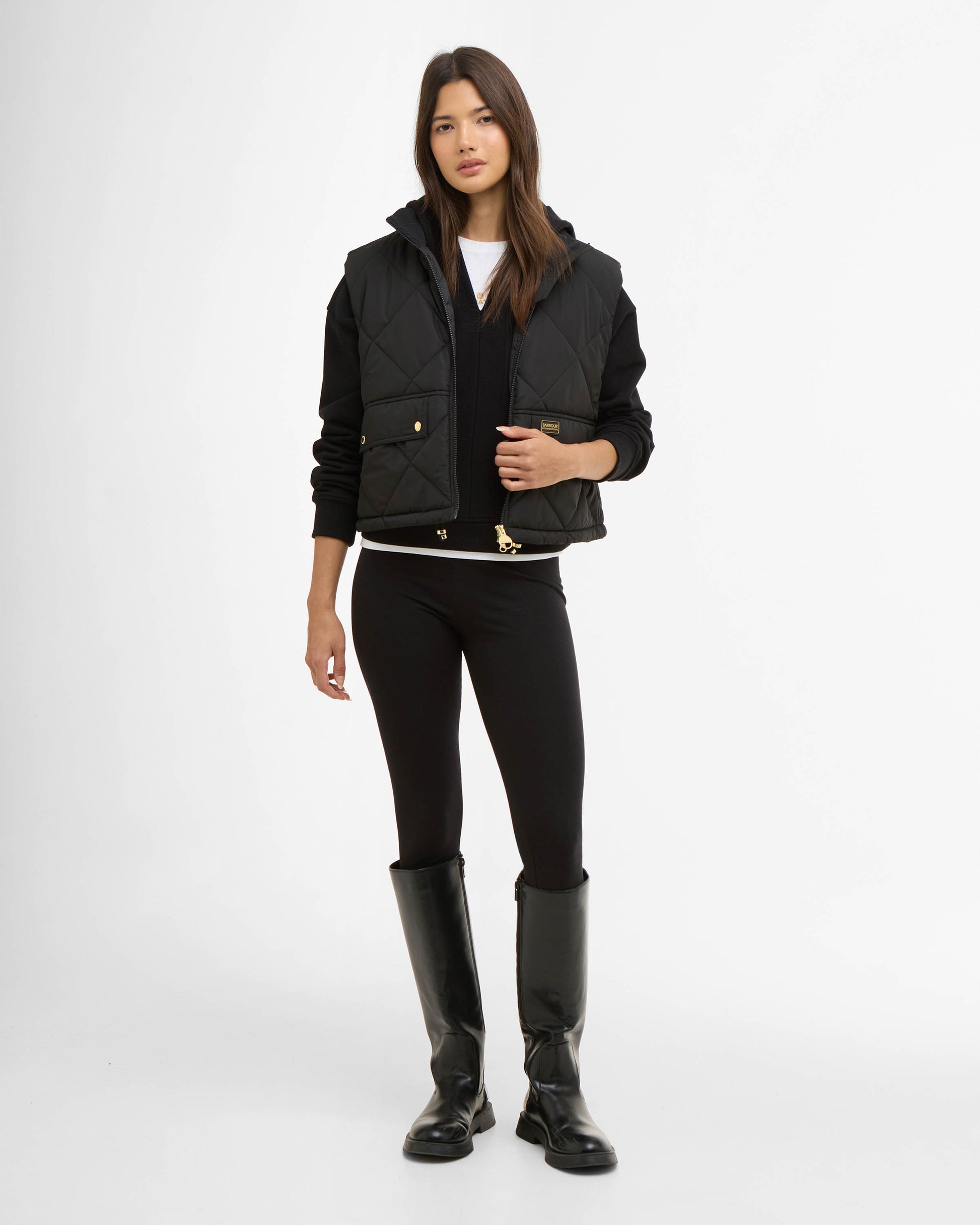 Barbour International Nia Womens Gilet - Black | CHO | Designer Womens Padded Gilets