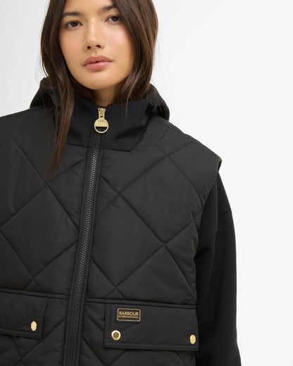 Barbour International Nia Womens Gilet - Black | CHO | Designer Womens Padded Gilets