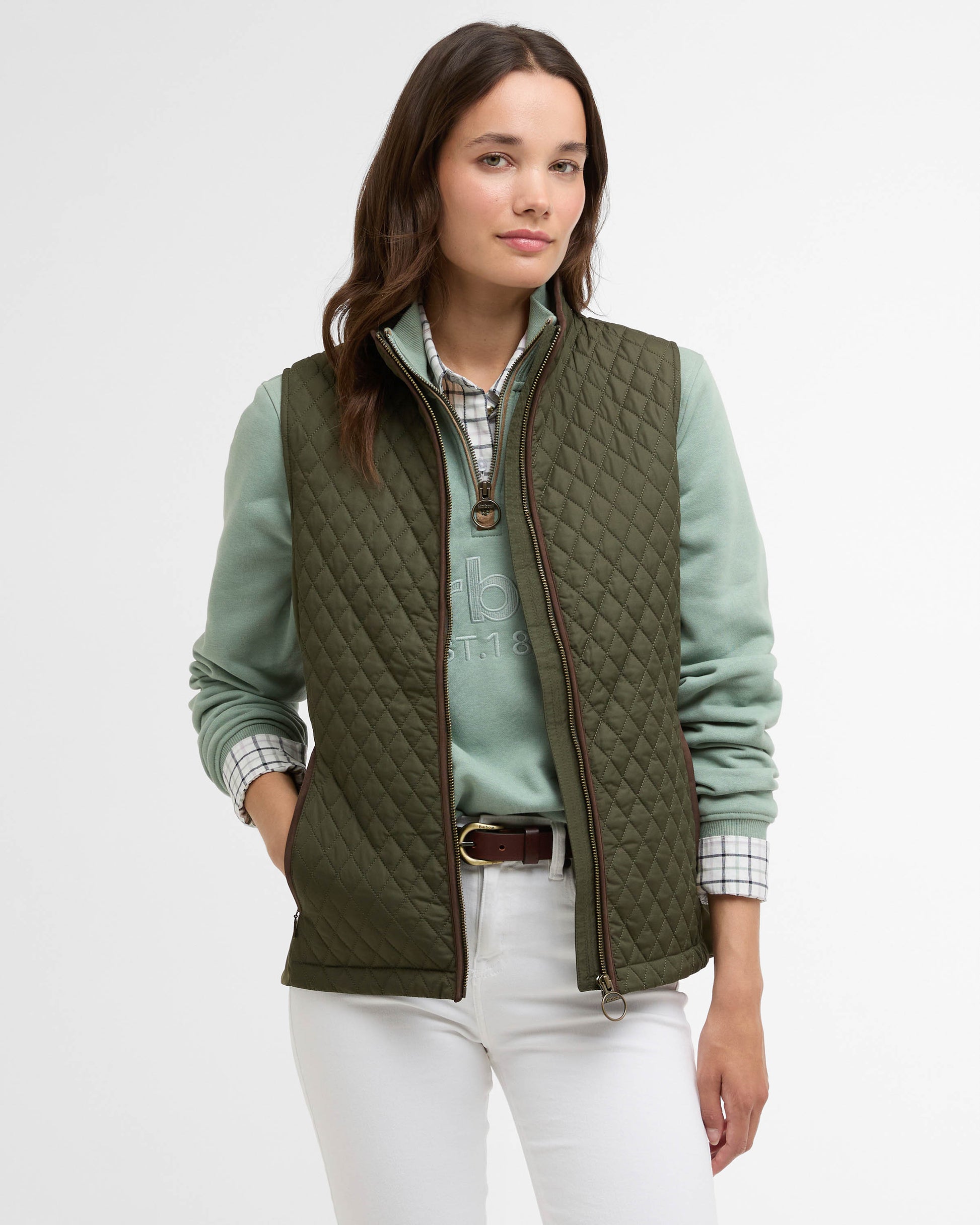 Barbour Basswood Womens Gilet - Olive | CHO | Designer Womens Padded Gilets