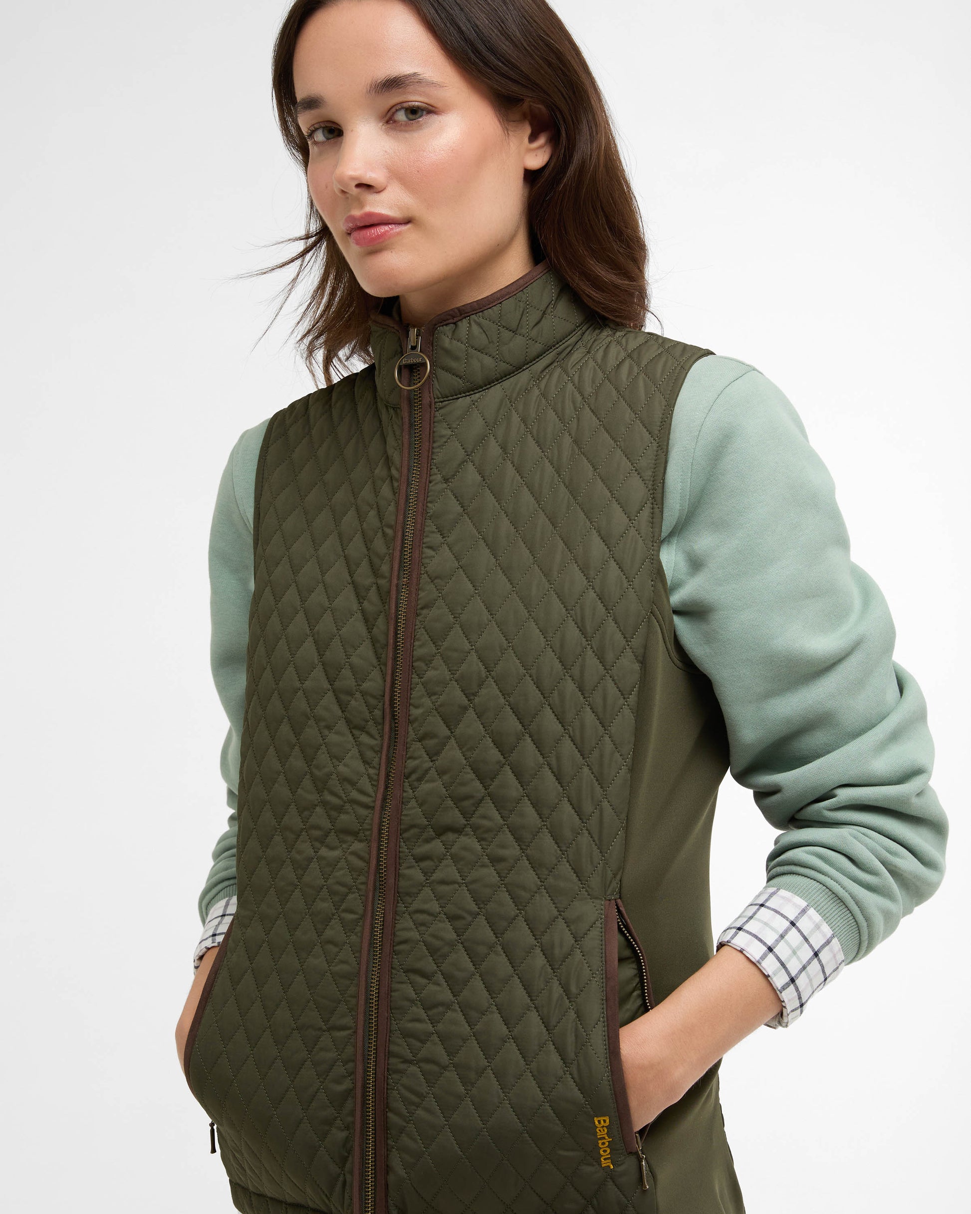 Barbour Basswood Womens Gilet - Olive | CHO | Designer Womens Padded Gilets