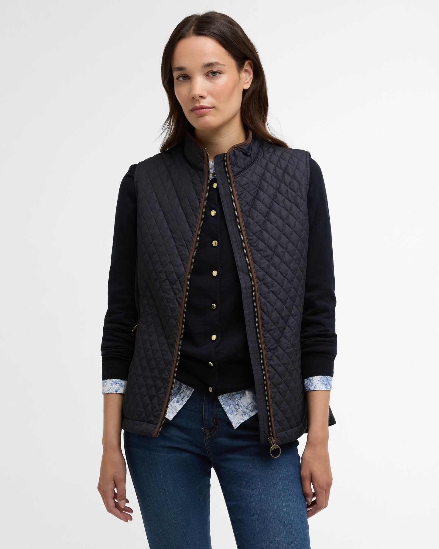 Barbour Basswood Womens Gilet - Dark Navy | CHO | Designer Womens Padded Gilets