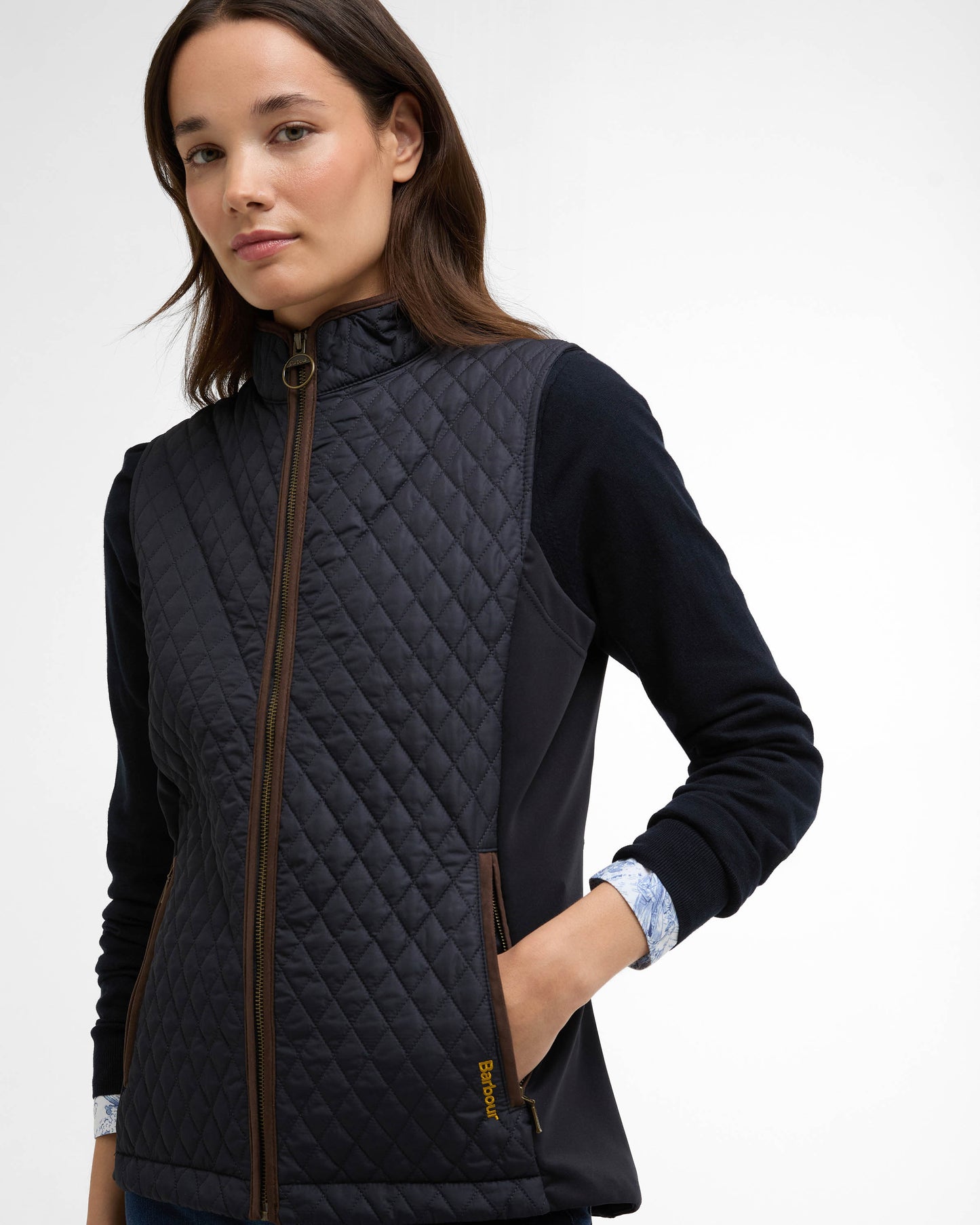 Barbour Basswood Womens Gilet - Dark Navy | CHO | Designer Womens Padded Gilets