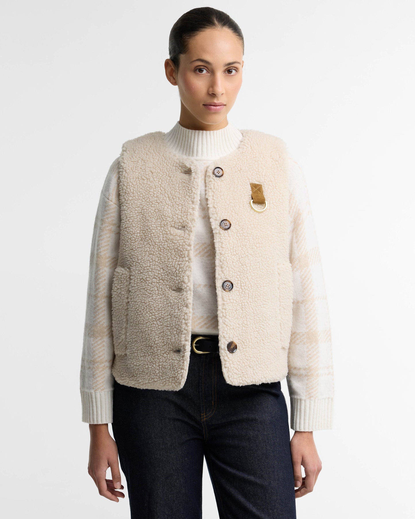 Barbour Bowes Womens Fleece Gilet - Ecru | CHO | Designer Womens Fleece Gilets