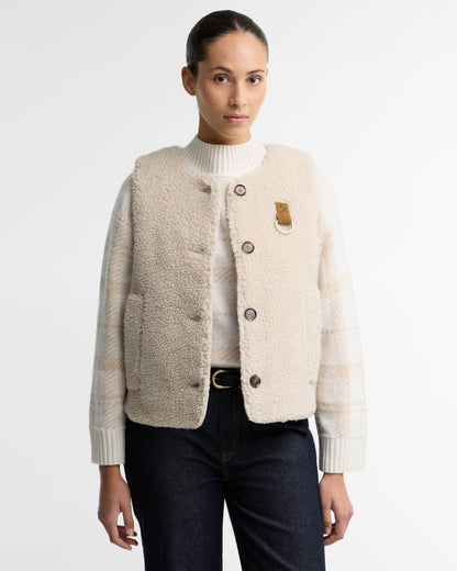 Barbour Bowes Womens Fleece Gilet - Ecru | CHO | Designer Womens Fleece Gilets
