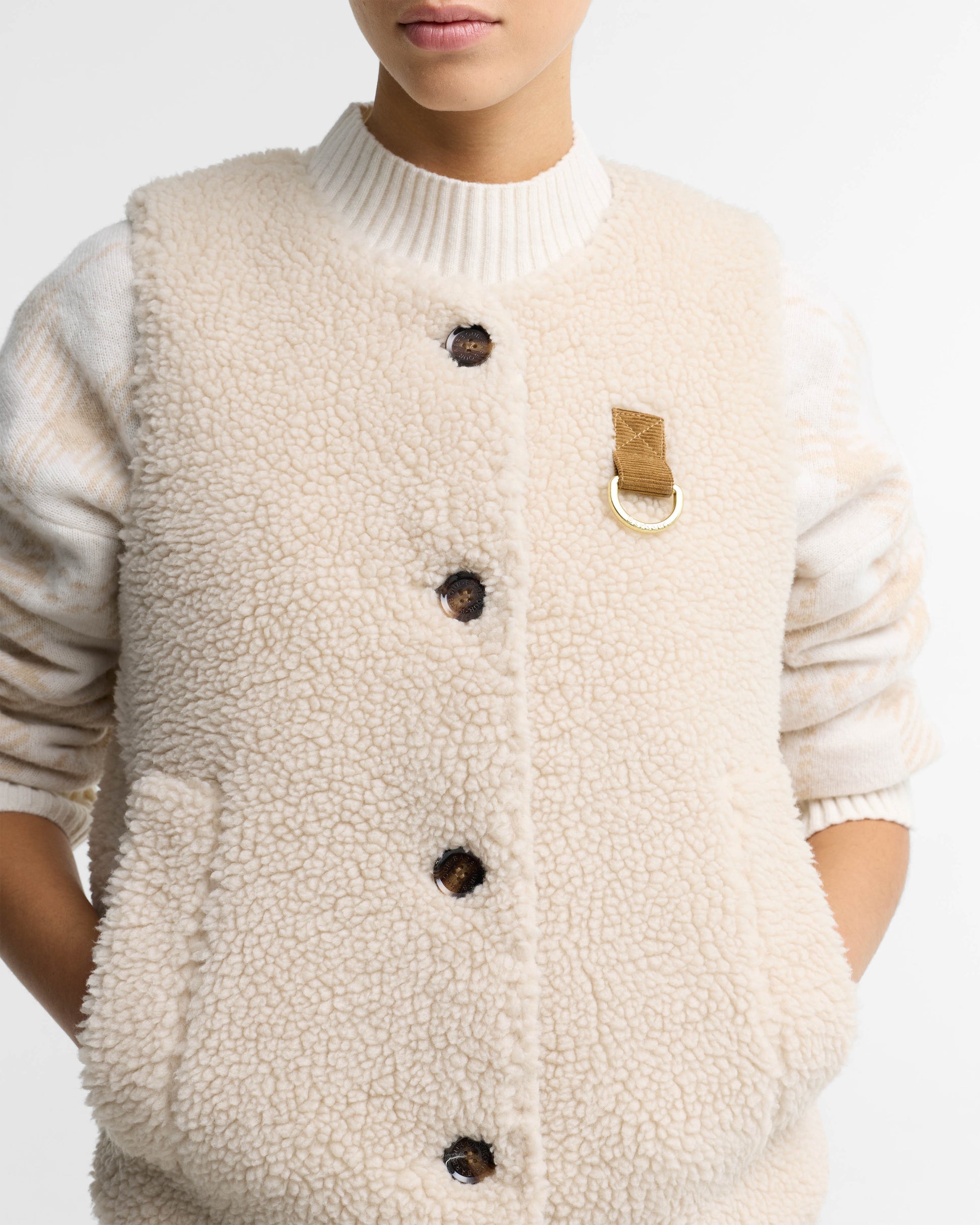 Barbour Bowes Womens Fleece Gilet - Ecru | CHO | Designer Womens Fleece Gilets