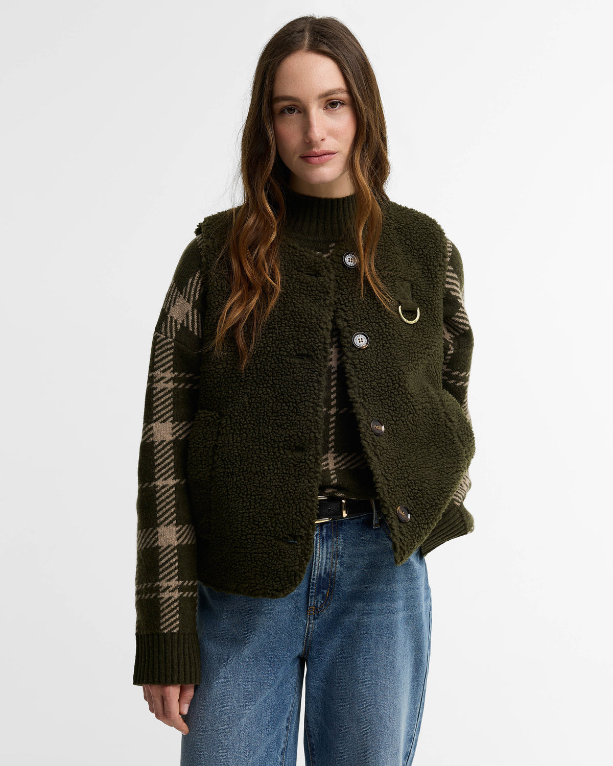 Barbour Bowes Womens Fleece Gilet - Olive | CHO | Designer Womens Fleece Gilets