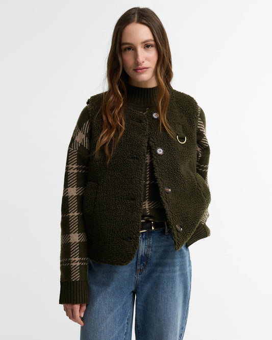 Barbour Bowes Womens Fleece Gilet - Olive | CHO | Designer Womens Fleece Gilets