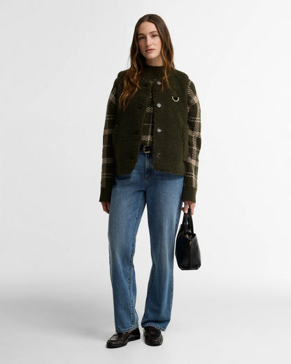 Barbour Bowes Womens Fleece Gilet - Olive | CHO | Designer Womens Fleece Gilets