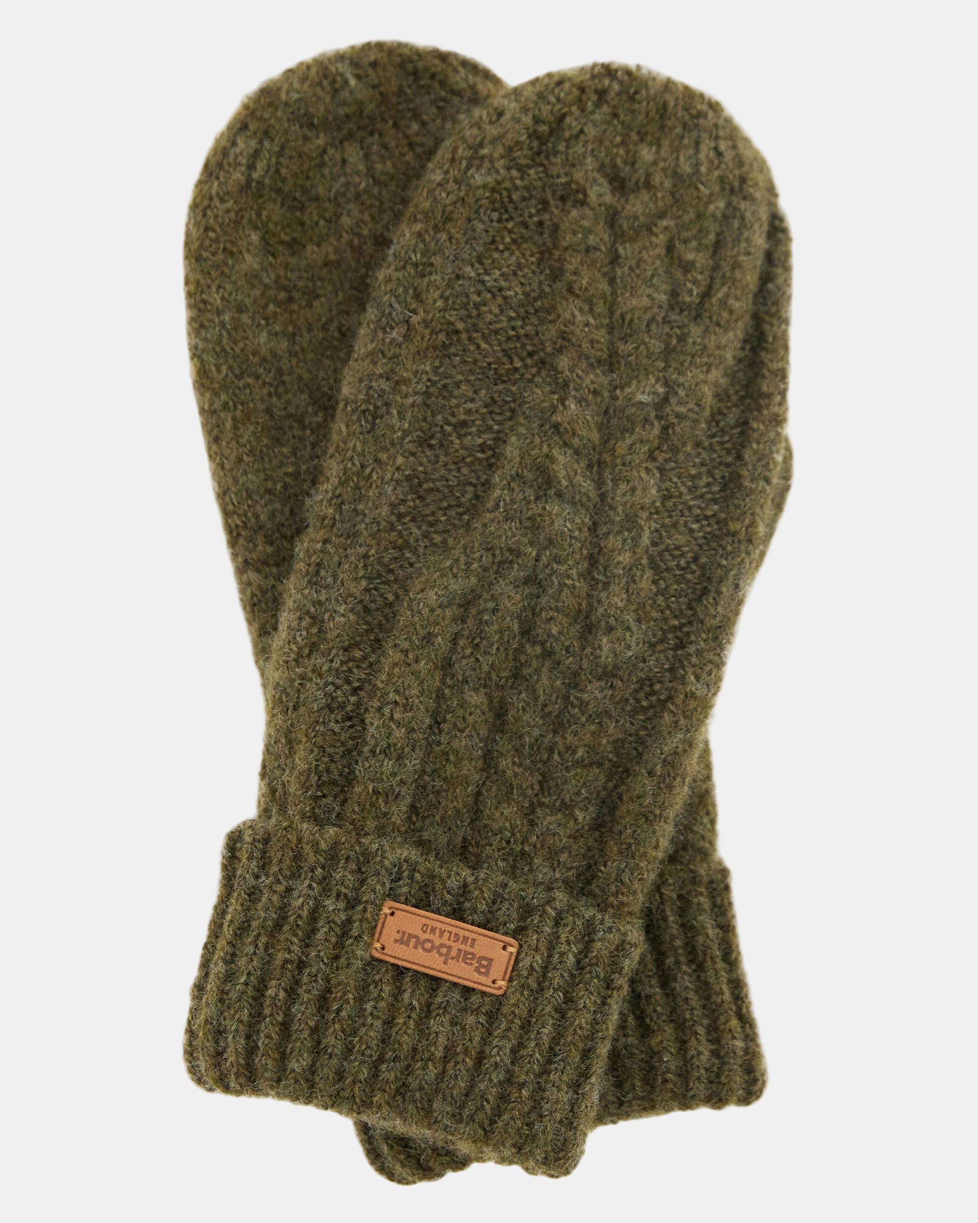 Barbour Elsdon Womens Knitted Mittens - Olive | CHO | Designer Womens Gloves & Mittens