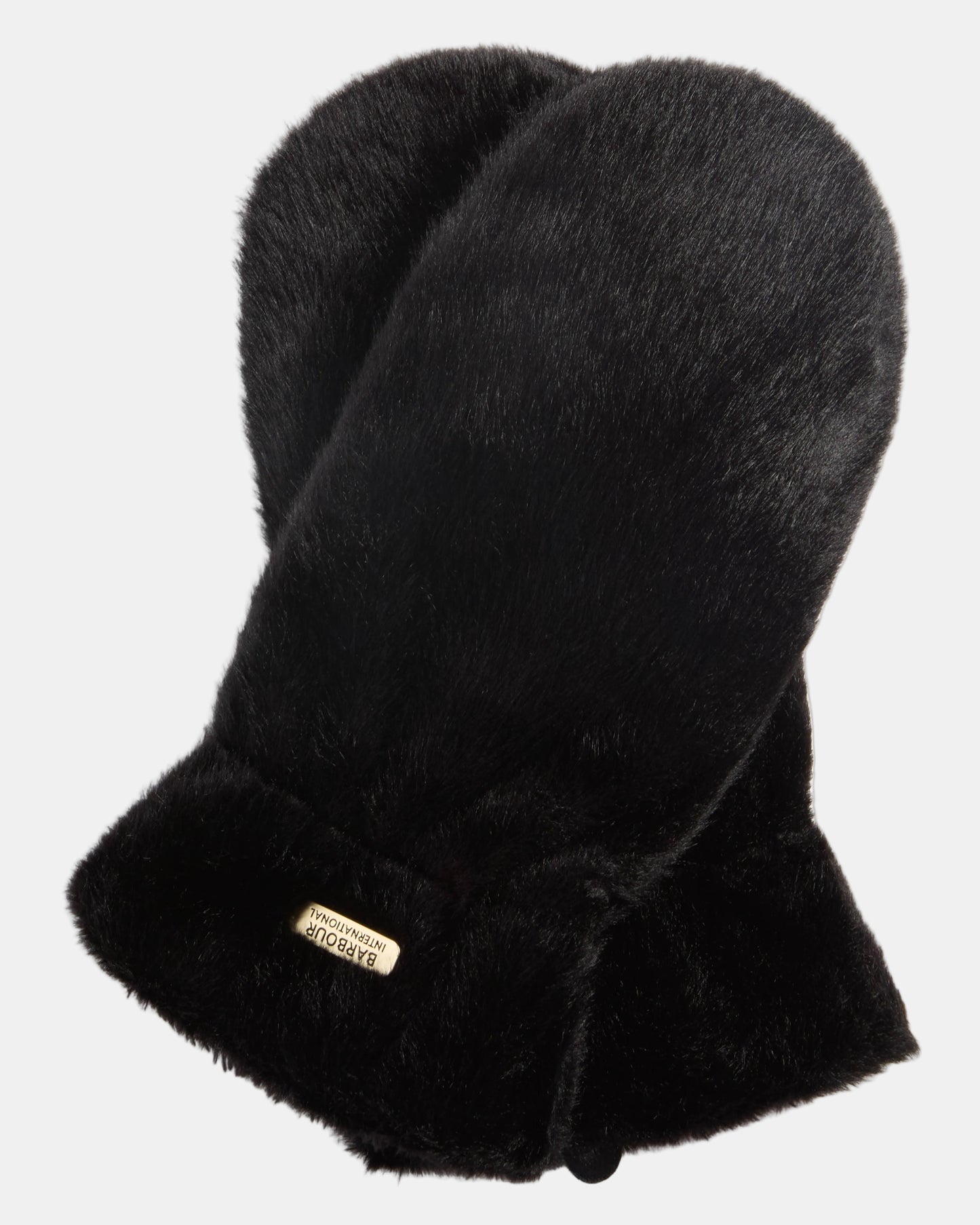 Barbour International Cyrus Womens Faux Fur Mittens - Black | CHO | Designer Womens Mittens