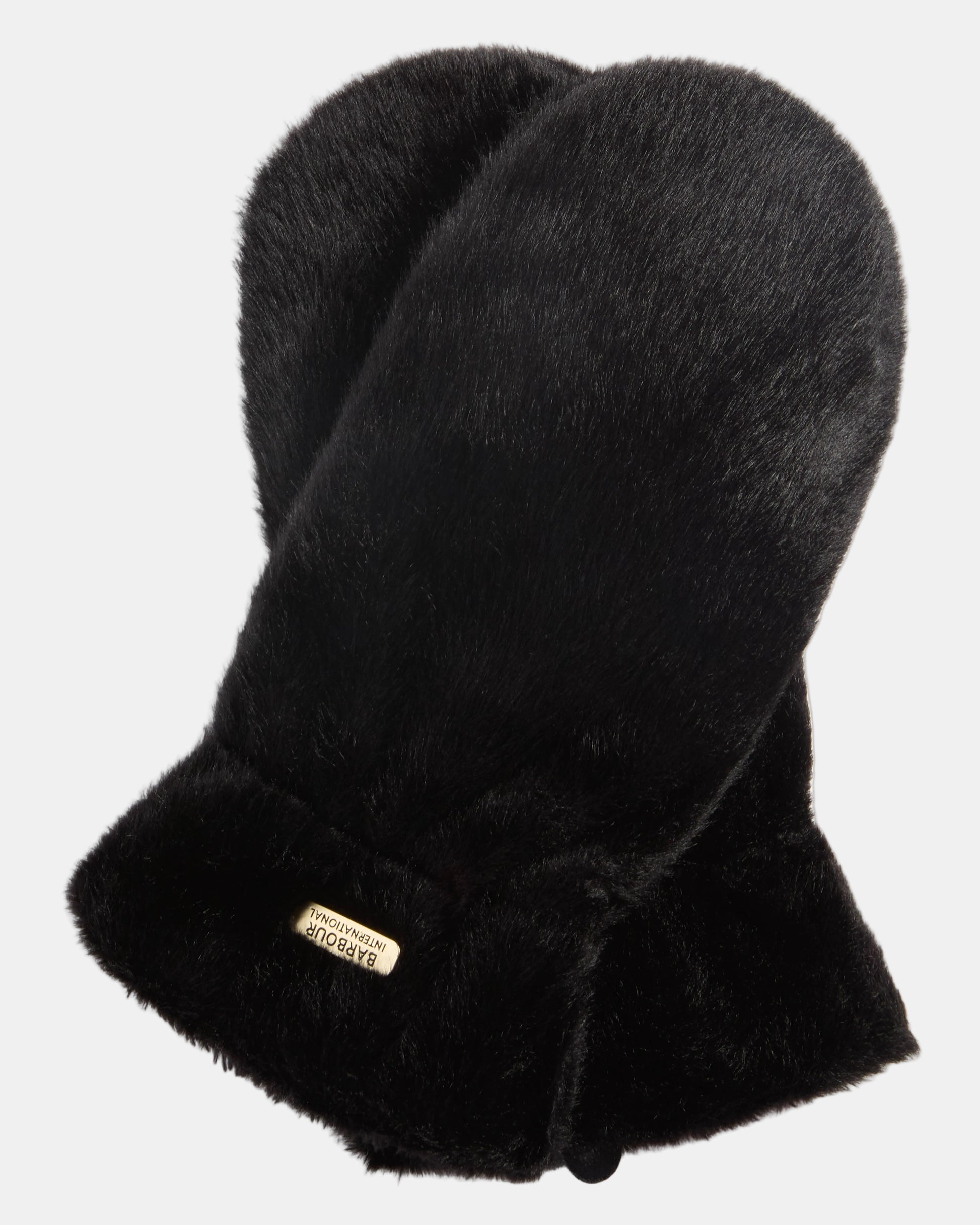 Barbour International Cyrus Womens Faux Fur Mittens - Black | CHO | Designer Womens Mittens