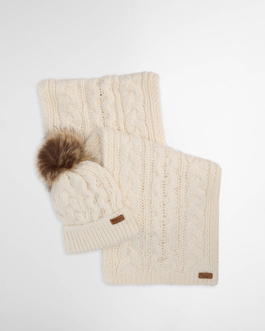 Barbour Penshaw Womens Beanie/Scarf - Cloud