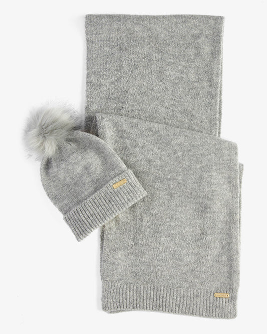 Barbour International Sparkle Womens Beanie/Scarf - Grey Marl