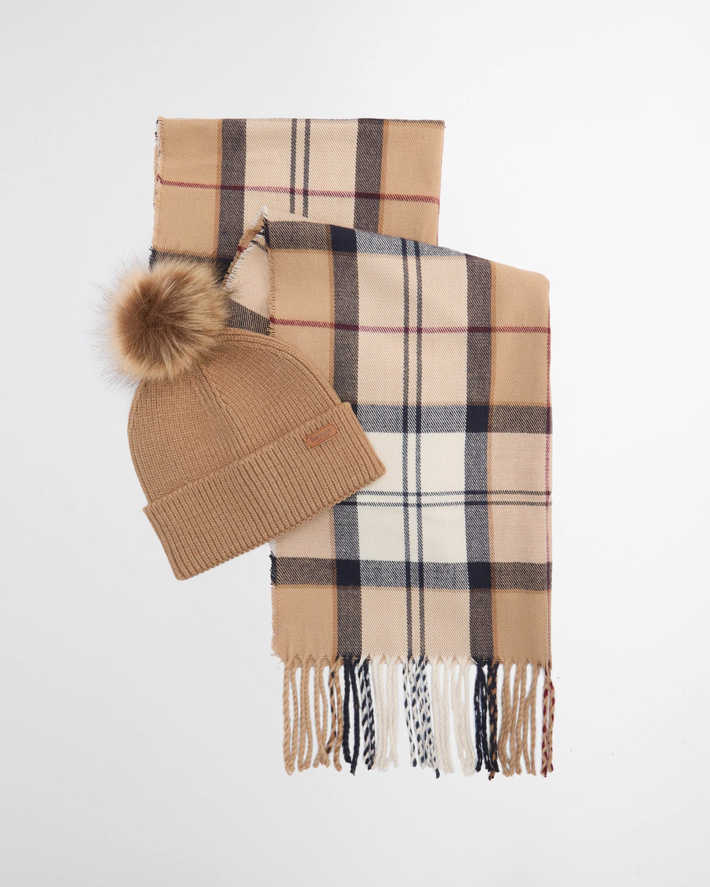 Barbour Dover Beanie & Hailes Scarf Gift Set - Hessian Tartan