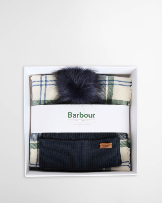 Barbour Dover Beanie & Hailes Scarf Gift Set - Light Evergreen | CHO | Designer Unisex Beanies