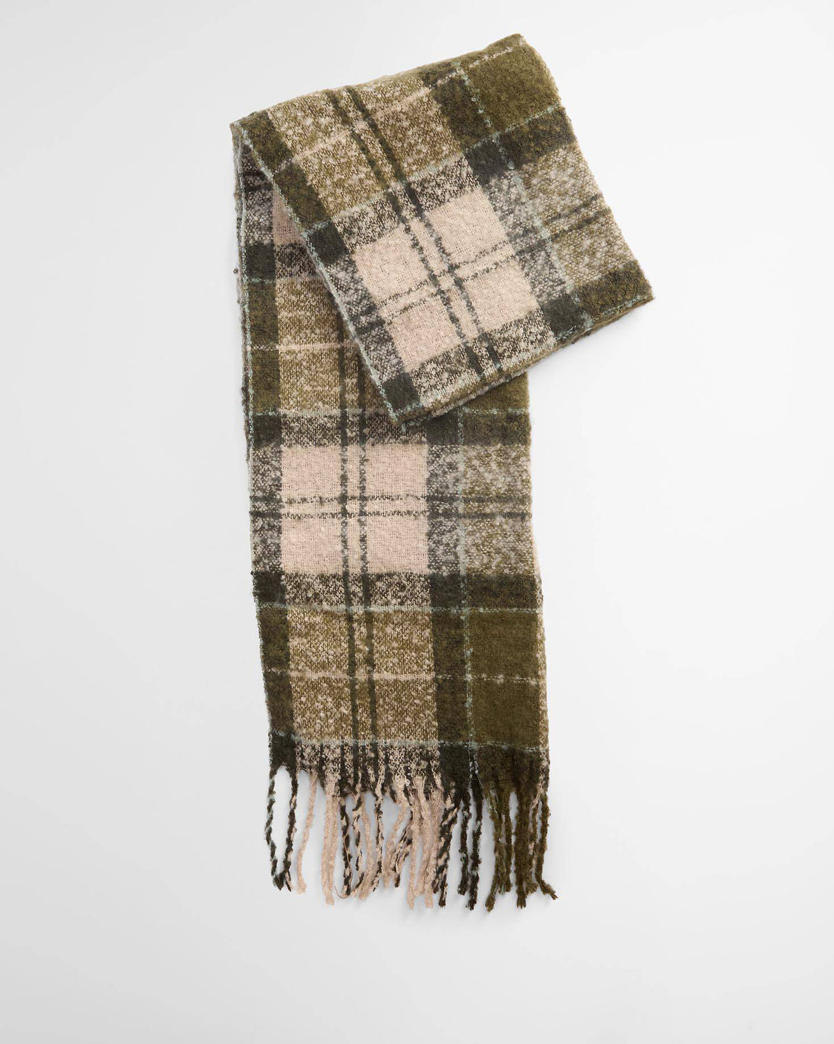 Barbour Saltburn Beanie & Tartan Scarf Set - Ancient Loden/Dk Green - CHO - Designer Unisex Outfit Sets