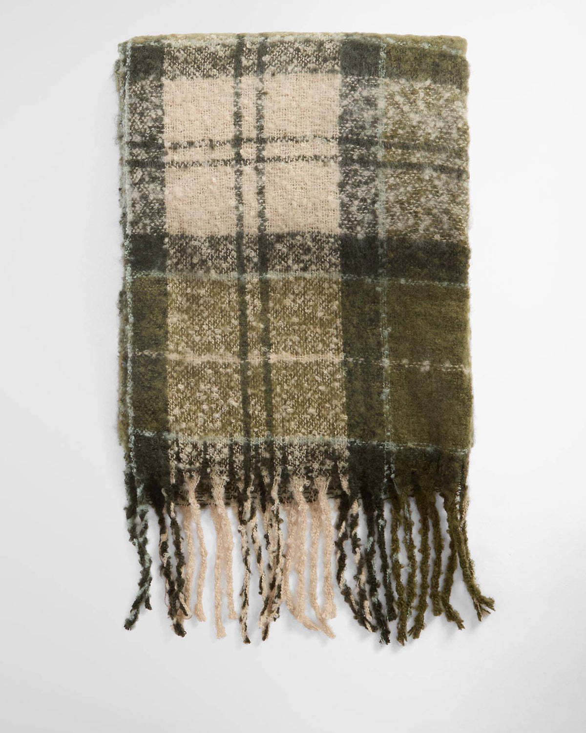 Barbour Saltburn Beanie & Tartan Scarf Set - Ancient Loden/Dk Green - CHO - Designer Unisex Outfit Sets